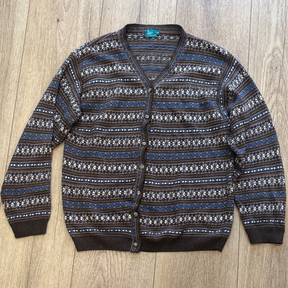 Men's Patterned Sweater - Blue and Brown